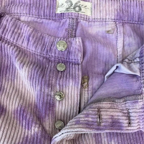 We the Free People Reese Purple Tie Dye Corduroy Pants Size 26 - Picture 11 of 11
